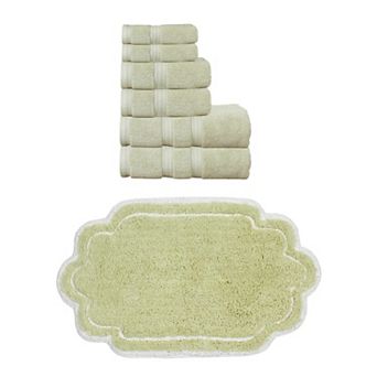 Home Weavers Allure 100% Soft Cotton Super Absorbent 6 pc Towel Set & 1 pc 24"x40" Bath Rug