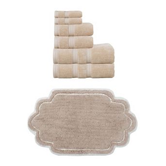 Home Weavers Allure 100% Soft Cotton Super Absorbent 6 pc Towel Set & 1 pc 24"x40" Bath Rug