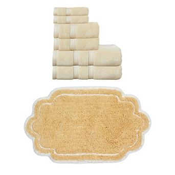 Home Weavers Allure 100% Soft Cotton Super Absorbent 6 pc Towel Set & 1 pc 24"x40" Bath Rug