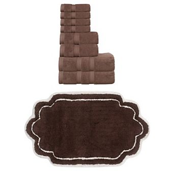 Home Weavers Allure 100% Soft Cotton Super Absorbent 8 pc Bath Towel Set & 1 pc 21x34" Bath Rug