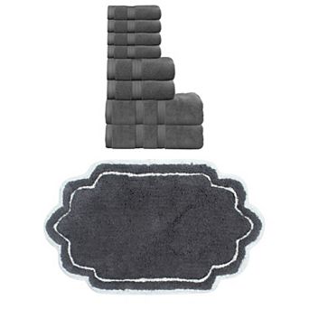 Home Weavers Allure 100% Soft Cotton Super Absorbent 8 pc Bath Towel Set & 1 pc 24"x40" Bath Rug
