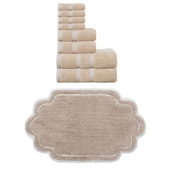 Home Weavers Allure 100% Soft Cotton Super Absorbent 8 pc Bath Towel Set & 1 pc 24"x40" Bath Rug