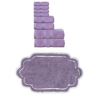 Home Weavers Allure 100% Soft Cotton Super Absorbent 8 pc Bath Towel Set & 1 pc 24"x40" Bath Rug