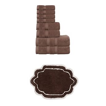 Home Weavers Allure 100% Soft Cotton Super Absorbent 8 pc Bath Towel Set & 1 pc 17x24" Bath Rug