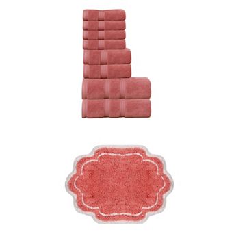 Home Weavers Allure 100% Soft Cotton Super Absorbent 8 pc Bath Towel Set & 1 pc 17x24" Bath Rug