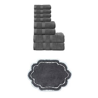 Home Weavers Allure 100% Soft Cotton Super Absorbent 8 pc Bath Towel Set & 1 pc 17x24" Bath Rug