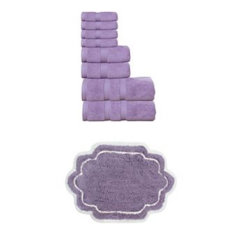 Home Weavers Allure 100% Soft Cotton Super Absorbent 8 pc Bath Towel Set & 1 pc 17x24" Bath Rug