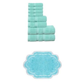 Home Weavers Allure 100% Soft Cotton Super Absorbent 8 pc Bath Towel Set & 1 pc 17x24" Bath Rug