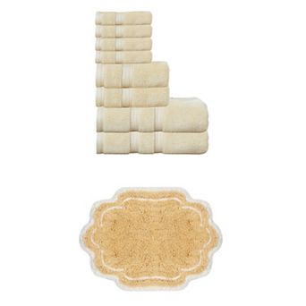 Home Weavers Allure 100% Soft Cotton Super Absorbent 8 pc Bath Towel Set & 1 pc 17x24" Bath Rug