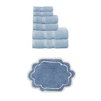 Home Weavers Allure 100% Soft Cotton Super Absorbent 6 pc Towel Set & 1 pc 17x24" Bath Rug