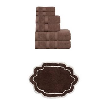 Home Weavers Allure 100% Soft Cotton Super Absorbent 6 pc Towel Set & 1 pc 17x24" Bath Rug