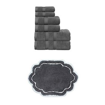 Home Weavers Allure 100% Soft Cotton Super Absorbent 6 pc Towel Set & 1 pc 17x24" Bath Rug