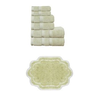 Home Weavers Allure 100% Soft Cotton Super Absorbent 6 pc Towel Set & 1 pc 17x24" Bath Rug