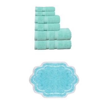 Home Weavers Allure 100% Soft Cotton Super Absorbent 6 pc Towel Set & 1 pc 17x24" Bath Rug