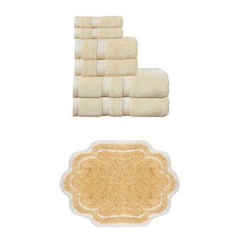 Home Weavers Allure 100% Soft Cotton Super Absorbent 6 pc Towel Set & 1 pc 17x24" Bath Rug