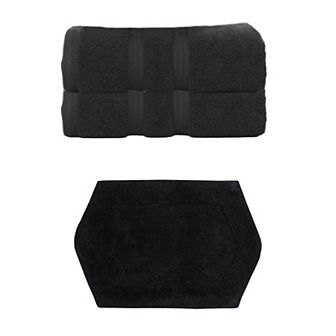 Home Weavers Waterford 100% Soft Cotton Super Absorbent 2 pc Bath Towel Set & 1 pc 17x24" Bath RuG