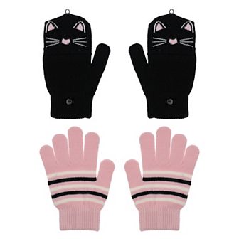 Girl's 4-16 Elli by Capelli 2 pk Flip Top Gloves