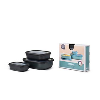 Mepal 6 pc Cirqula Shallow Rectangular Food Storage Bowl Set