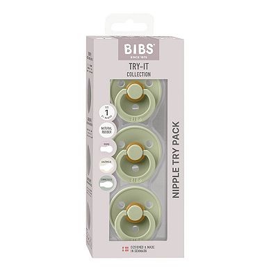 BIBS Try-It Collection 3-Pack Latex Pacifiers 0-6 Months