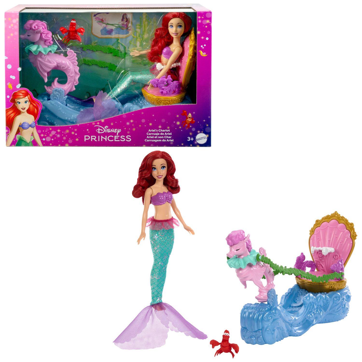Детские куклы Disney Princess Ariel's Rolling Chariot with Mermaid Fashion Doll & Figure