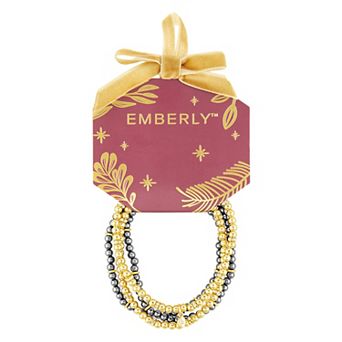 Emberly 4 pk Gold-Tone & Hematite-Plated Polished Beaded Stretch Bracelet Set