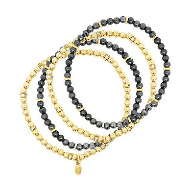 Emberly 4-pk. Gold-Tone & Hematite-Plated Polished Beaded Stretch Bracelet Set