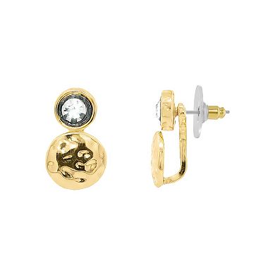 Emberly Hammered Circle Glass Stone Front-Back Earrings