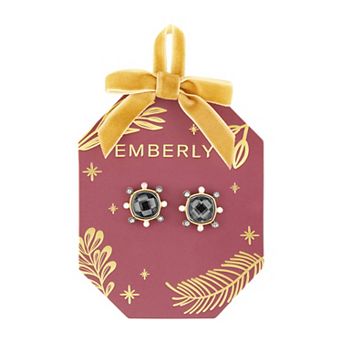 Emberly Gold-Tone & Hematite-Plated Glass Stone & Simulated Pearl Stud Earrings