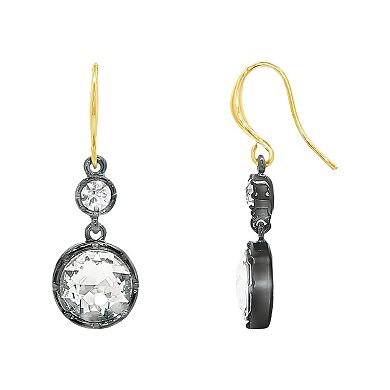 Emberly Gold-Tone & Hematite-Plated Double Glass Stone Drop Earrings