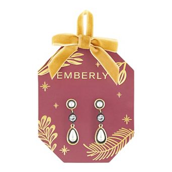 Emberly Gold-Tone & Hematite-Plated Glass Stone & Simulated Pearl Linear Drop Earrings