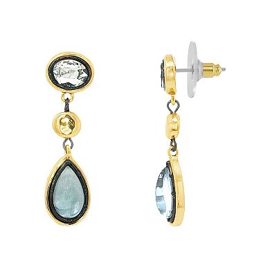 Emberly Gold-Tone & Hematite-Plated Glass Stone Teardrop Drop Earrings