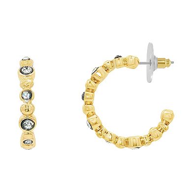 Emberly Gold-Tone & Hematite-Plated Hammered Glass Stone C-Hoop Earrings