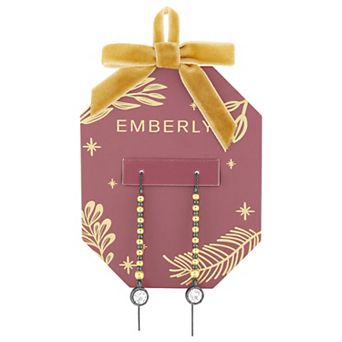 Emberly Gold-Tone & Hematite-Plated Beaded Glass Stone Threader Earrings