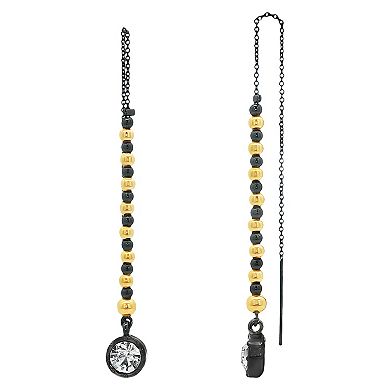 Emberly Gold-Tone & Hematite-Plated Beaded Glass Stone Threader Earrings