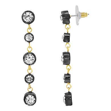 Emberly Gold-Tone & Hematite-Plated Glass Stone Linear Drop Earrings