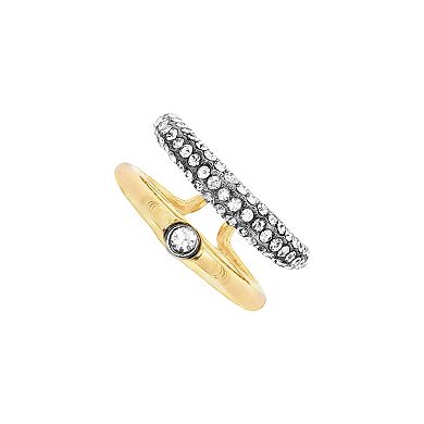 Emberly Gold-Tone & Hematite-Plated Polished Glass Stone Double Open Band Ring