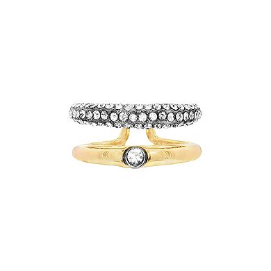 Emberly Gold-Tone & Hematite-Plated Polished Glass Stone Double Open Band Ring