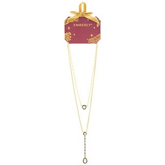Emberly Gold Tone & Hematite-Plated Glass Stone Heart & Teardrop Necklace Set