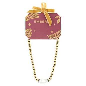 Emberly Gold-Tone & Hematite-Plated Simulated Pearl Beaded Necklace