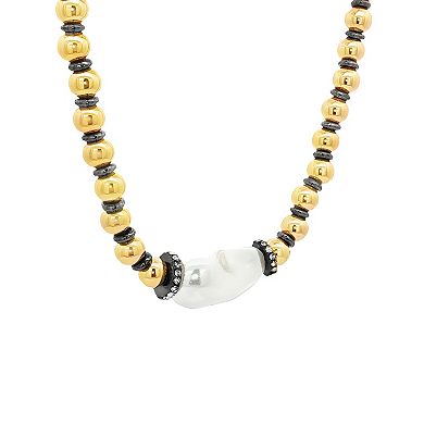 Emberly Gold-Tone & Hematite-Plated Simulated Pearl Beaded Necklace