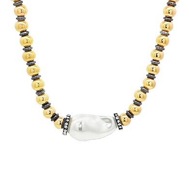 Emberly Gold-Tone & Hematite-Plated Simulated Pearl Beaded Necklace