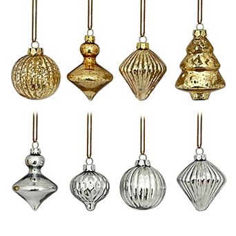 St. Nicholas Square® Set of 8 Glass Shaped Christmas Ornaments with Loop for Hanging