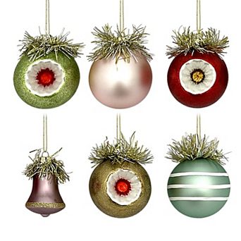 St. Nicholas Square® Set of 6 Glass Vintage Ball & Bell Christmas Ornaments