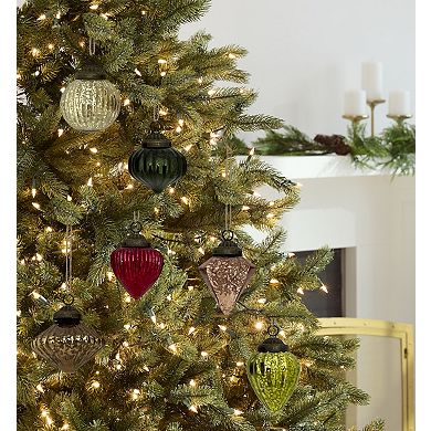 St. Nicholas Square Set of 6 Mercury Glass Shaped Christmas Ornaments with Loop for Hanging