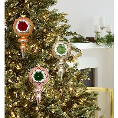 St. Nicholas Square® Set of 3 Glass Vintage Finial Shaped Christmas Ornaments