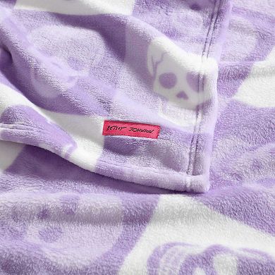 Betsey Johnson Cracked Checker Skull Throw Blanket