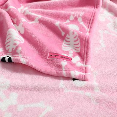 Betsey Johnson Yoga Skeleton Throw Blanket