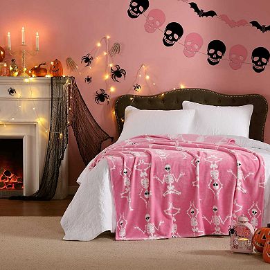 Betsey Johnson Yoga Skeleton Throw Blanket