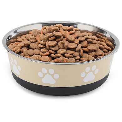 Cudlie Tan Pet Bowl with Pawprint Design