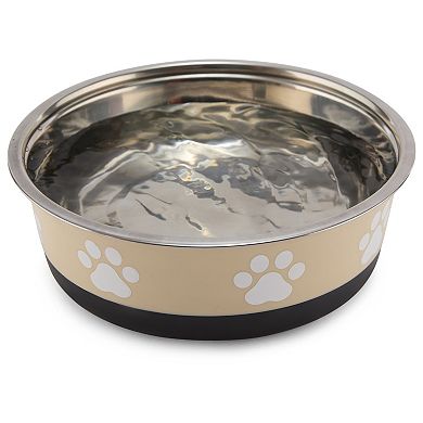 Cudlie Tan Pet Bowl with Pawprint Design